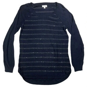 Maison Jules Black Sweater‎ with striped black glitter detail size medium